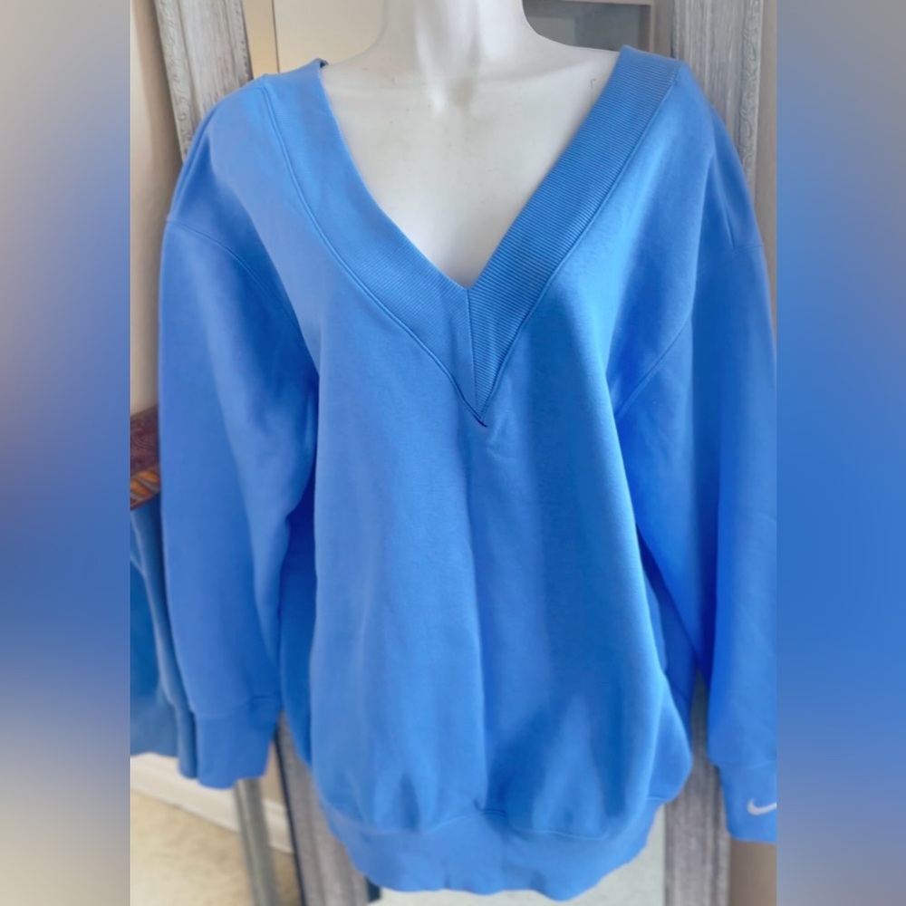 Nike Off-the-Shoulder Blue Sweater